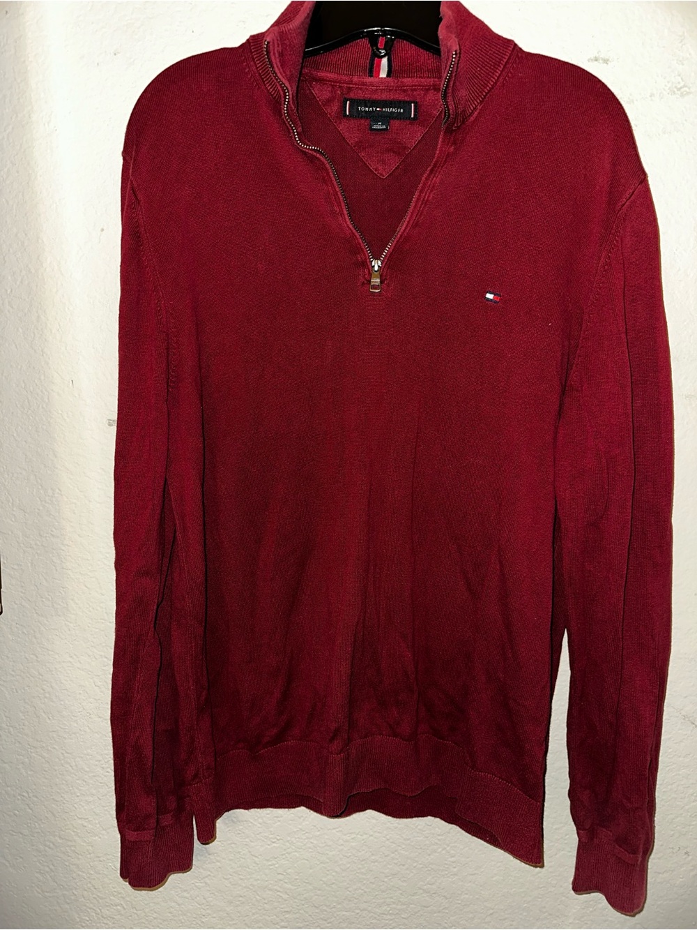 Tommy Hilfiger logo red quarter zip size medium